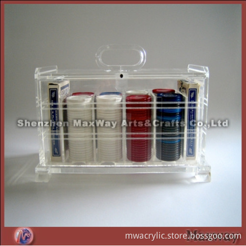 Clear Elegant Oblong Acrylic Poker Box/Chip Case/Casino Chip Box/Chip Rack Cover  with  Handle